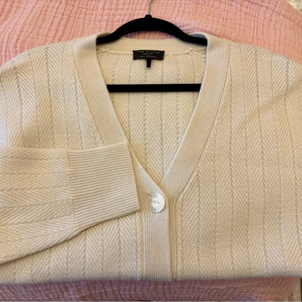rag & bone Durham Herringbone 100% Cashmere Cardigan